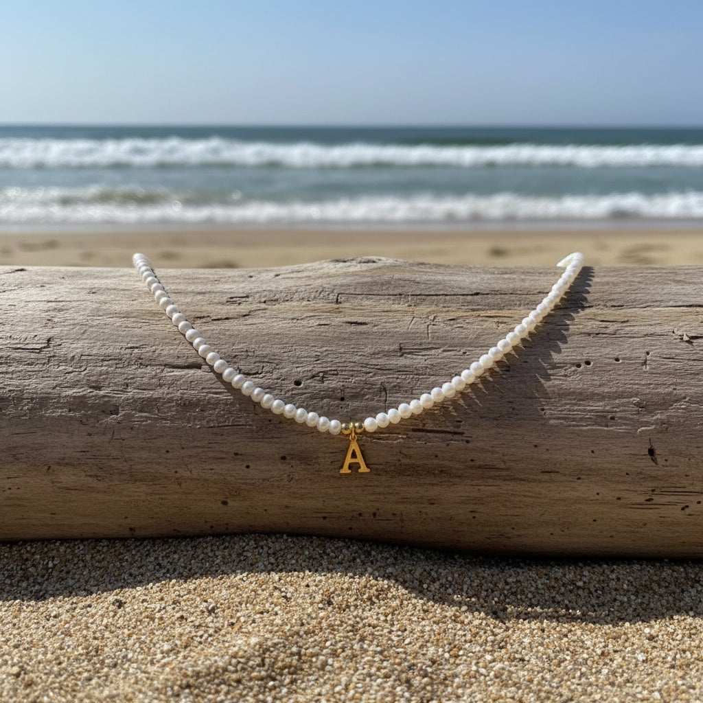 Beaded Initial Letter Necklace from A to Z