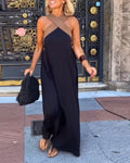 Loose Halter Neck Open Back Maxi Dress
