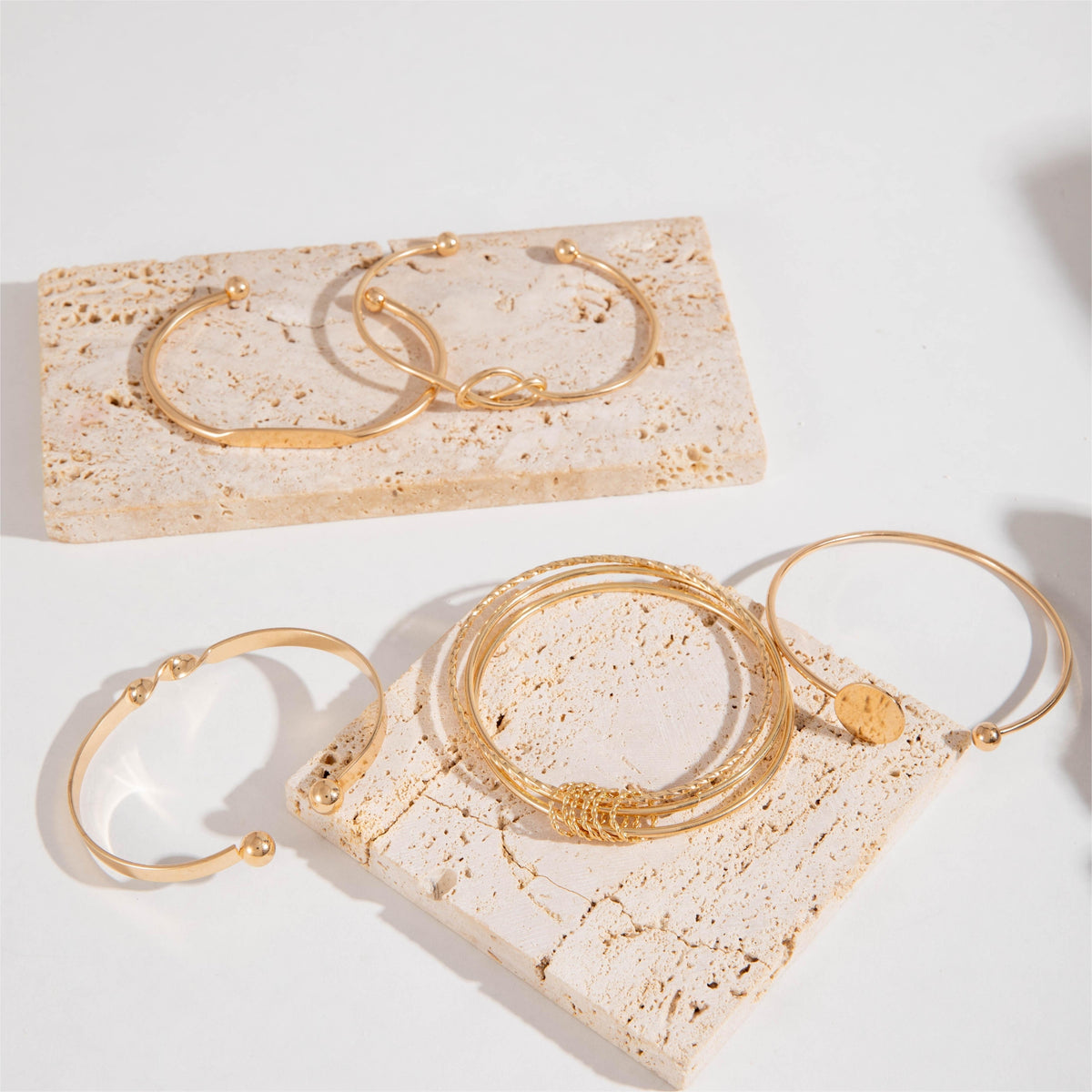 Five-Piece Round Smooth Metal Bangle Set