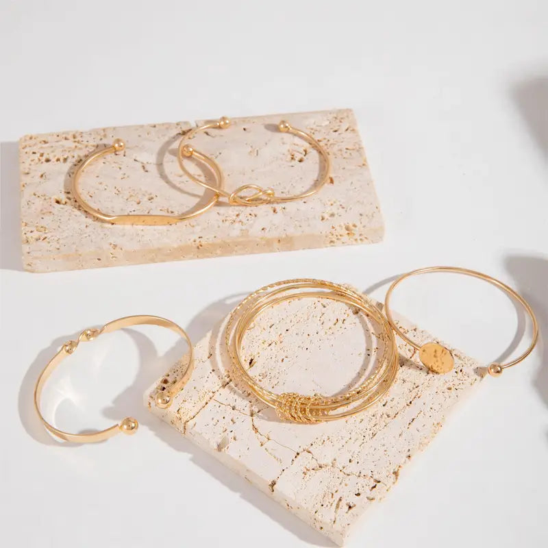 Knotted Bracelet Set in Gold Tone
