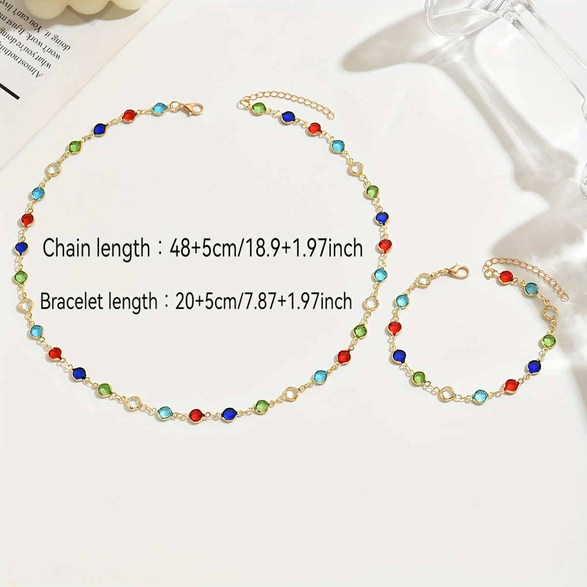 Set van ketting en armband met veelkleurige kristallen