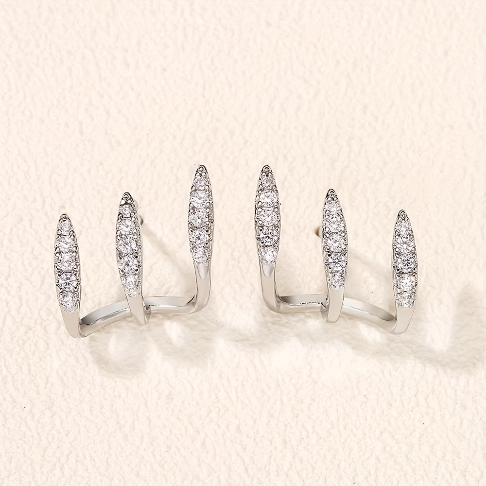 Three-Prong Rhinestone Earrings