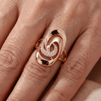 Rose Gold-Tone Swirl Ring with Pavé Zirconia Loop