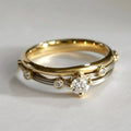 Double-Band Gold-Tone Ring with Solitaire Crystal