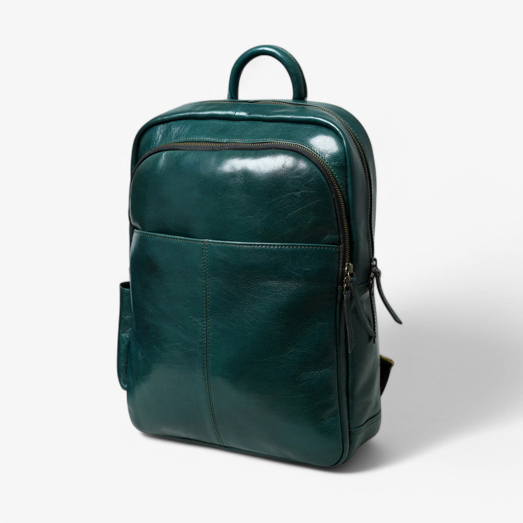 Rich Green Italian Leather Luxury City Backpack