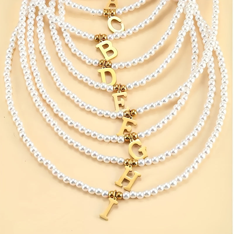 Beaded Initial Letter Necklace from A to Z