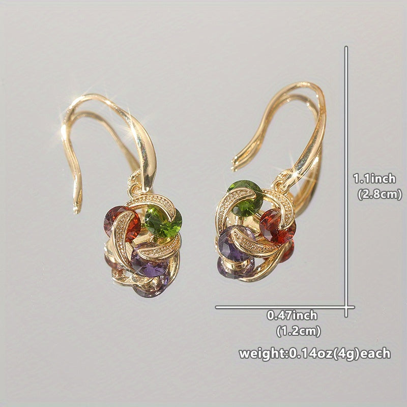 Vintage Colourful Zirconia Pendant Earrings