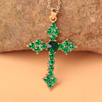 Cross and Heart Necklace in Gold Tone