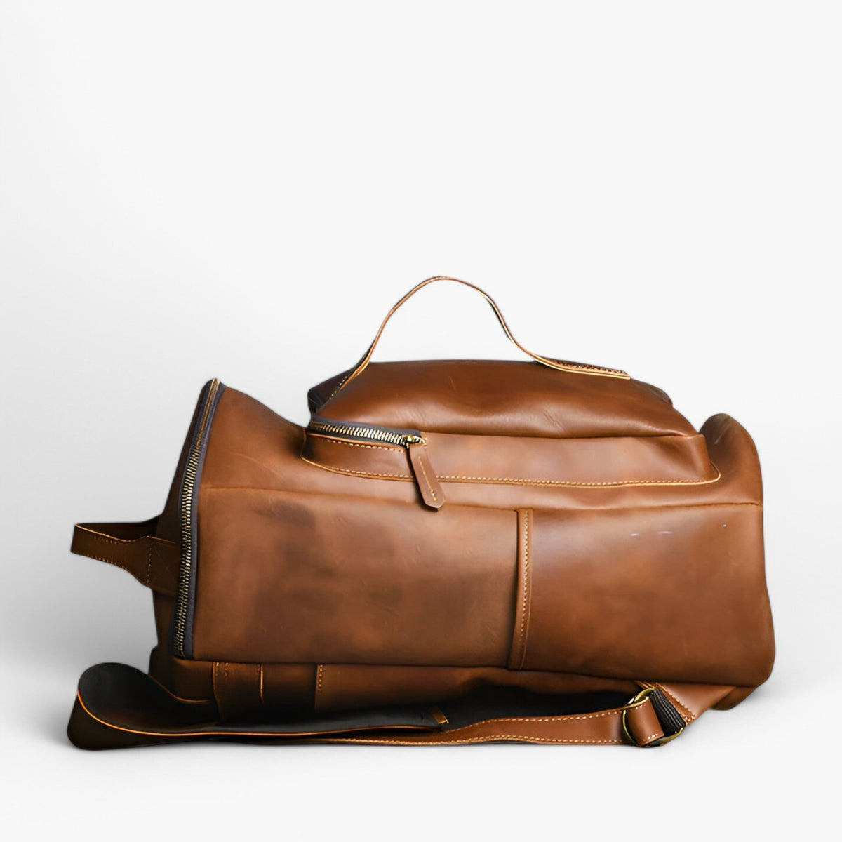 Elegante hoogwaardige leren rugzak met gewatteerd laptopvak