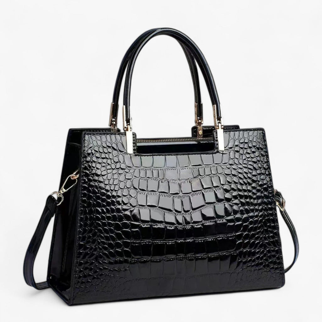 Glossy Croc-Effect Statement Handbag in Five Colours
