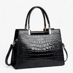 Glossy Croc-Effect Statement Handbag in Five Colours