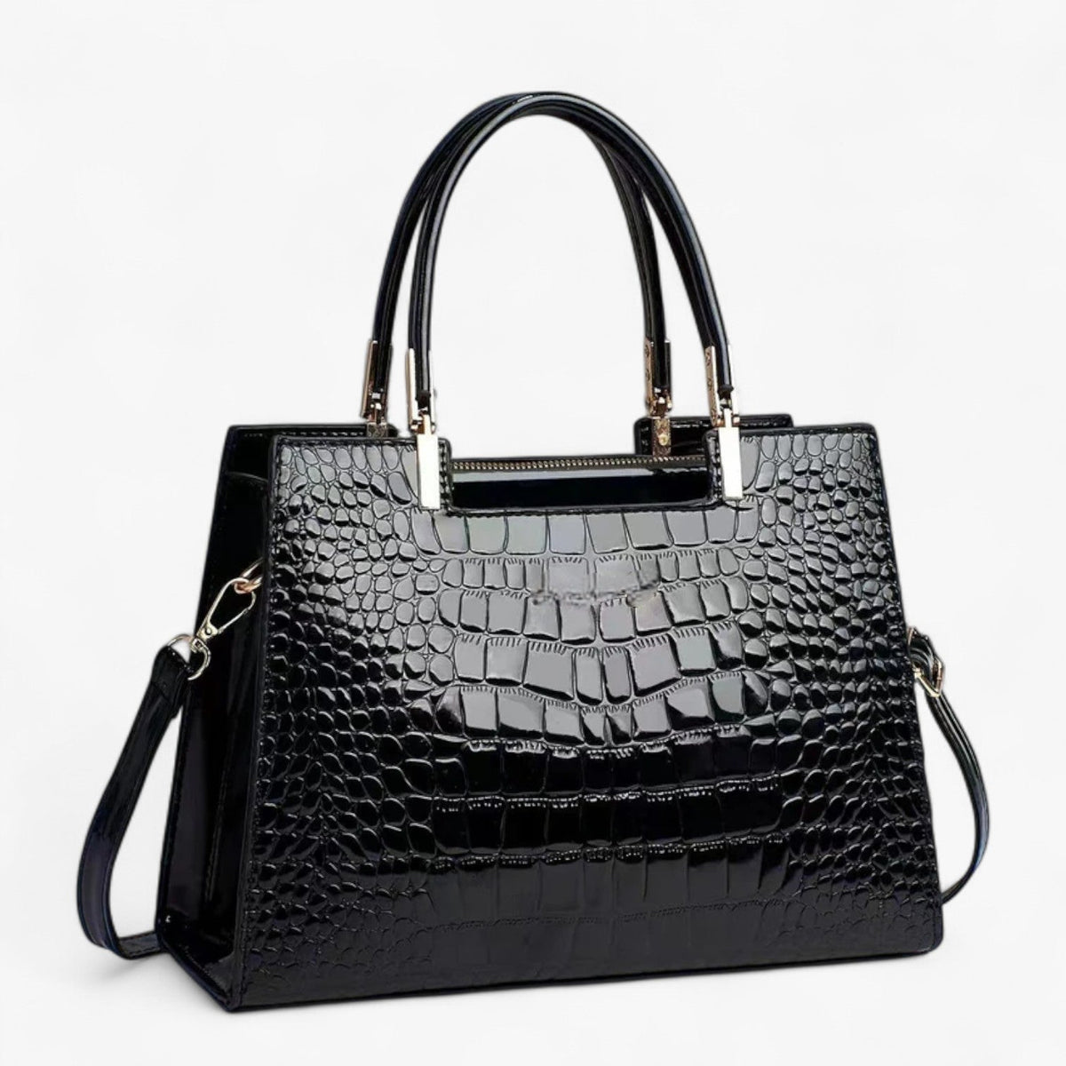 Glossy Croc-Effect Statement Handbag in Five Colours