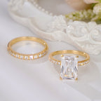 Two-Piece Classic Zirconia Engagement and Wedding Band Set