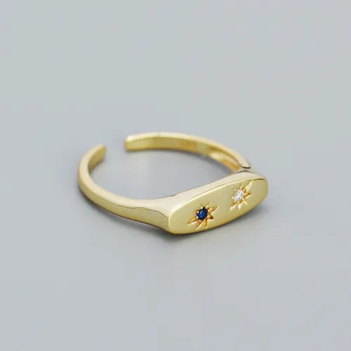 Vintage-Style Celestial Blue Star Gold-Plated Ring