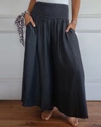 Wide-Leg Trousers with a Shirred Waist