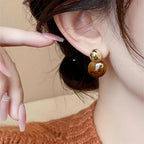 Amber-Look Drop Earrings in Gold Tone