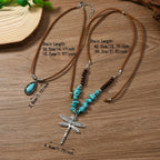 Bohemian Two-Piece Turquoise Dragonfly Layered Necklace