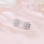 925 Sterling Silver Floral Moissanite Cluster Earrings with Petal Design