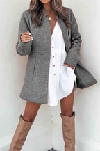 Longline Cotton Coat with a Stand Collar and Slim Cut