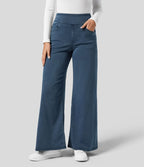 Pull-On Wide-Leg Jeans in Denim-Look Fabric