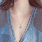 Silver-Tone Seagull and Wave Pendant Necklace