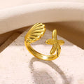 Adjustable Ocean Gold-Tone Ring