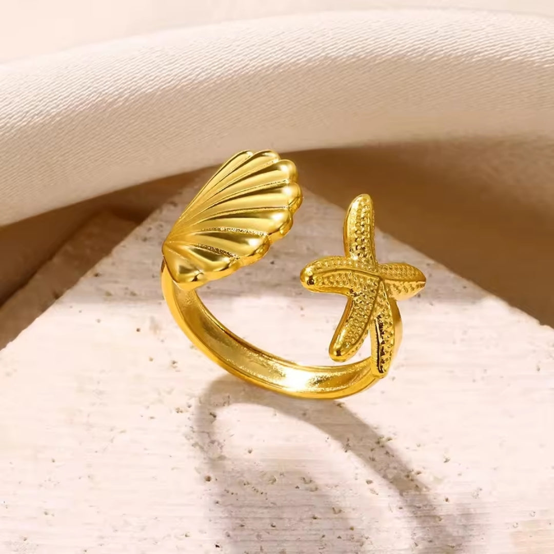 Adjustable Ocean Gold-Tone Ring