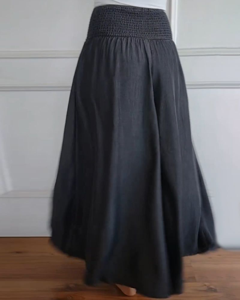 Wide-Leg Trousers with a Shirred Waist