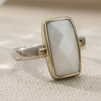 Vintage-Style Bohemian Geometric Moonstone Ring