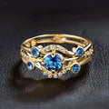 Blue Zirconia Layered Gold-Tone Ring