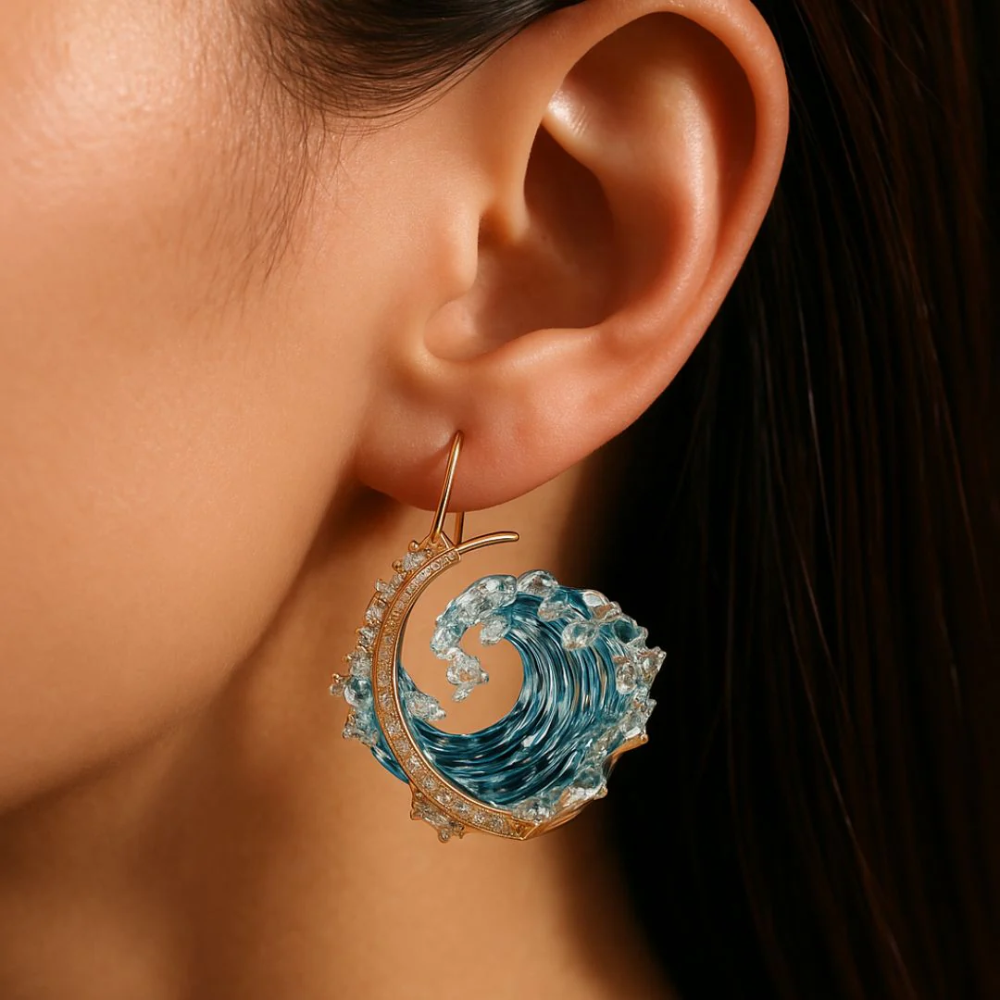 Goudkleurige oceaanbelofte-set van ketting en oorbellen