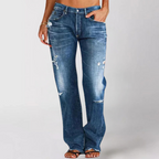 Faded Distressed Straight Leg Jeans