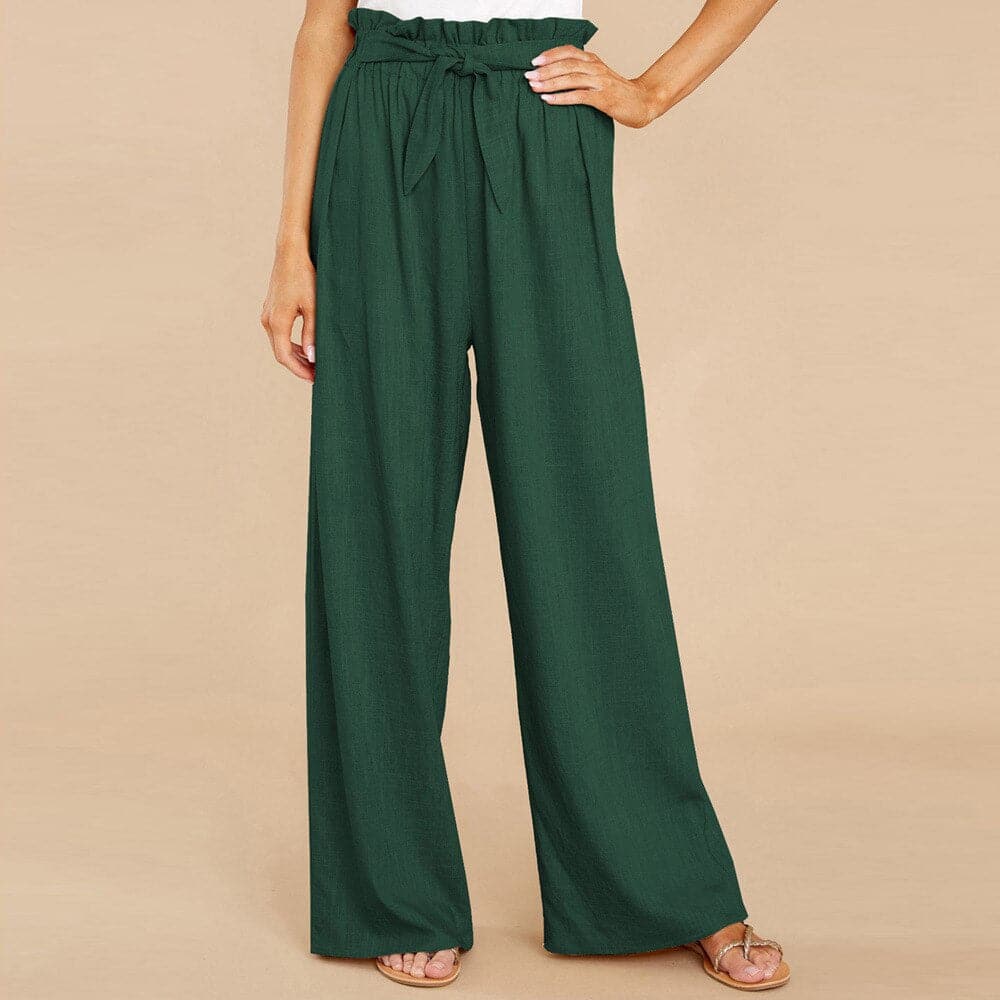 Paperbag-Waist Wide-Leg Trousers
