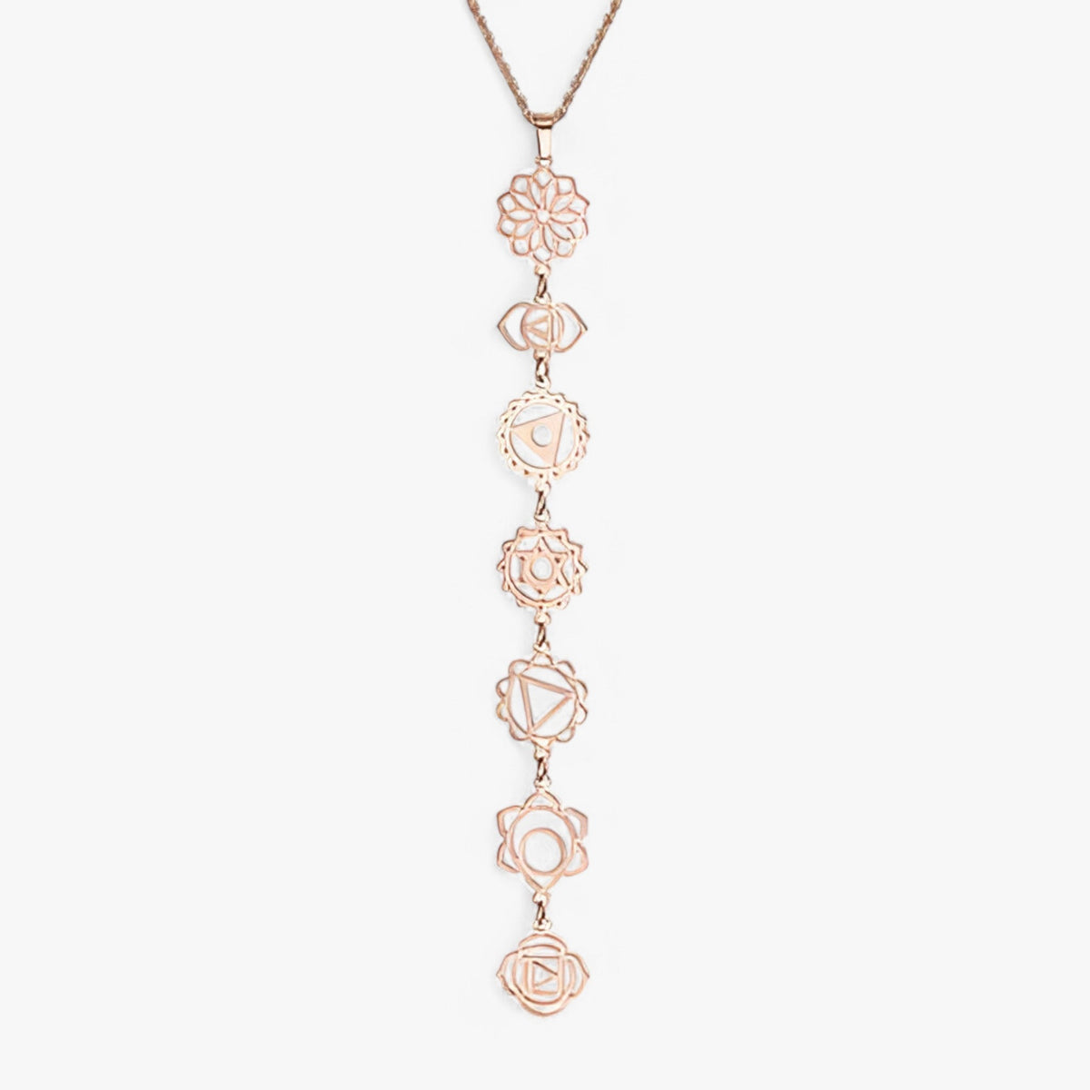 Ketting met zeven stenen en goudkleurige hanger
