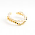 Adjustable Wavy Pearl Gold-Tone Ring