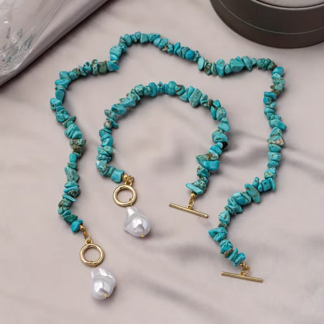 Turquoise and Pearl Toggle Jewellery Set