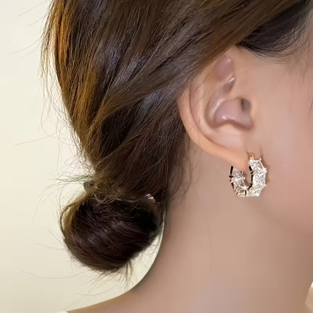 Crystal Gold-Tone Hoop Earrings