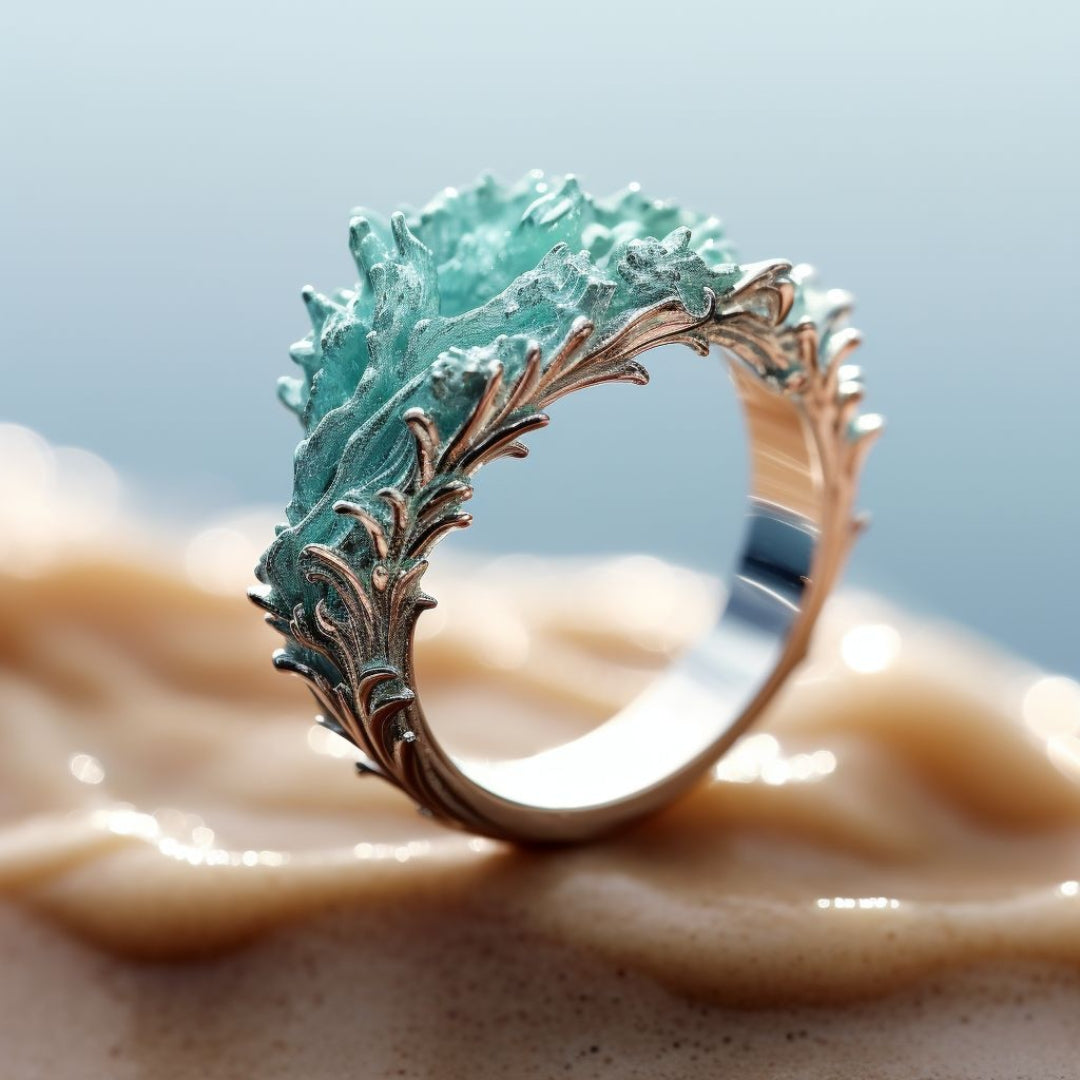 Seafoam Coral Crown Ring