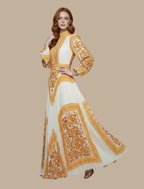 Printed Mock Neck Long Sleeve Maxi Dress