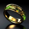 Emerald-Look Forest Inlay Ring
