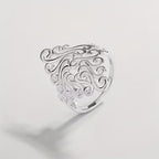 Silver-Tone Floral Filigree Ring