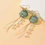 Gold-Plated Glass Jellyfish Dangle Earrings