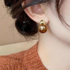 Amber-Look Drop Earrings in Gold Tone