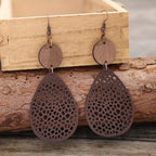 Vintage Hollow Faux Leather Drop Earrings