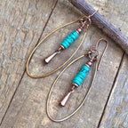 Vintage Bohemian Turquoise Beaded Hoop Earrings