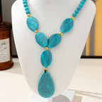 Bohemian Geometric Turquoise Beaded Necklace