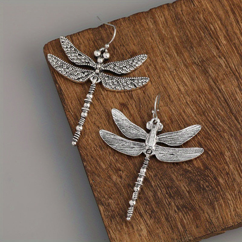 Vintage-Style Dragonfly Drop Earrings