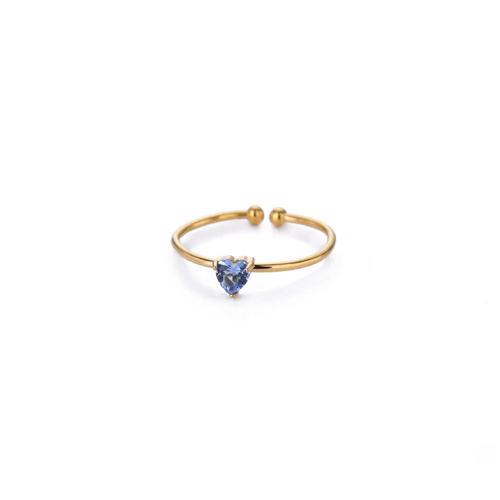 Adjustable 18K Gold-Plated Titanium Steel Birthstone Ring