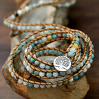 Tree of Life Amazonite Multi-Layer Wrap Bracelet