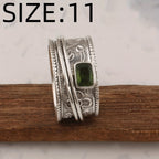 Vintage-Style Bohemian Wide Band Zirconia Silver-Plated Ring